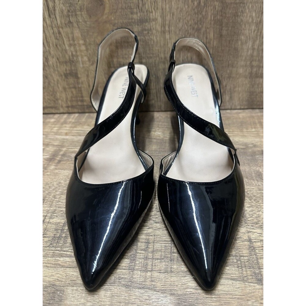 Nine West  Adelia Women size slingback pointy heel black faux leather pumps